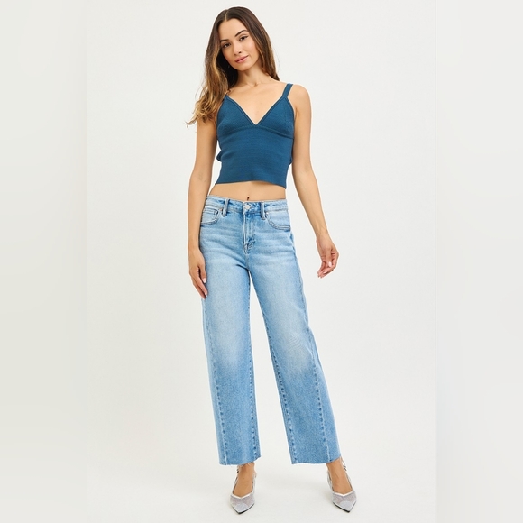 Risen HR Light Wash Slouchy Barrel Jeans Cropped Ankle Side Seam Various NEW